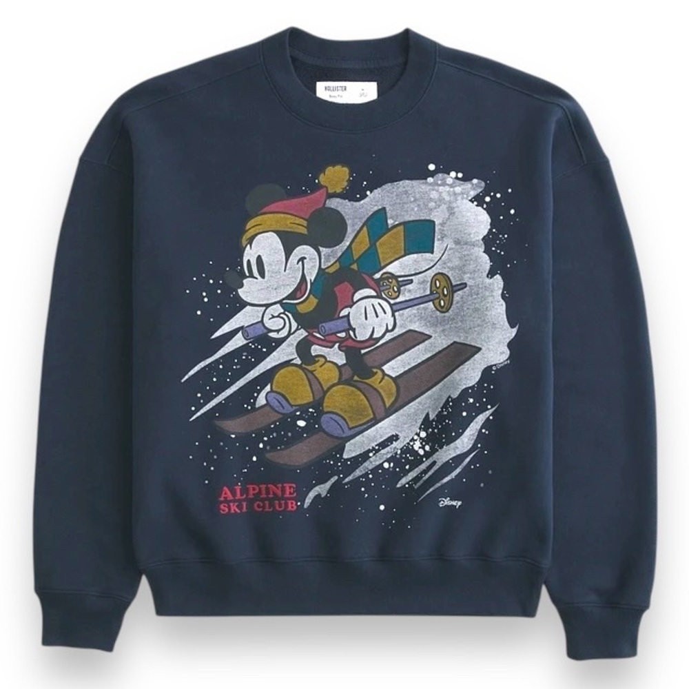 Mickey Mouse Alpine Ski Boxy Christmas Holiday Sweatshirt Size Large